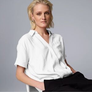 Simply Vera Vera Wang Crisp White V neck Blouse